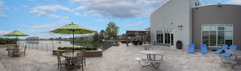 Moser terrace with picnic tables